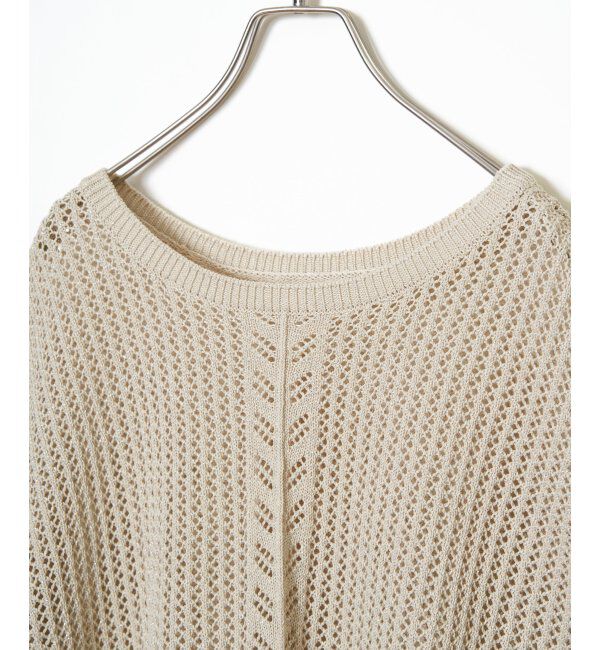 Lbc with Life「透かし柄ラインメッシュニット」|カーディガン|