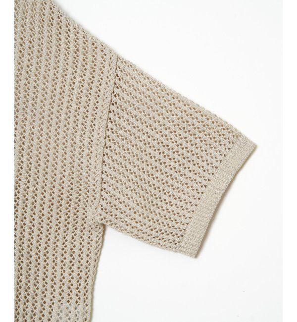 Lbc with Life「透かし柄ラインメッシュニット」|カーディガン|