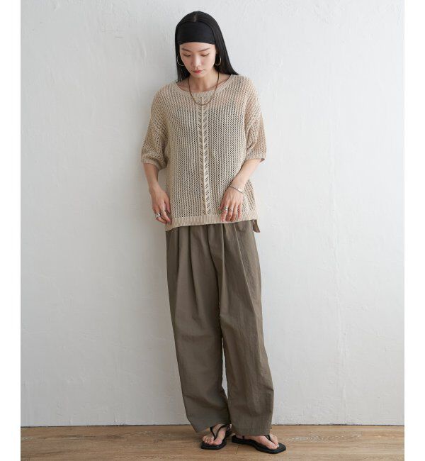 Lbc with Life「透かし柄ラインメッシュニット」|カーディガン|