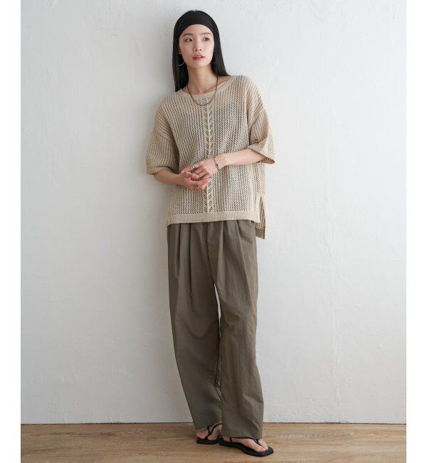 Lbc with Life「透かし柄ラインメッシュニット」|カーディガン|