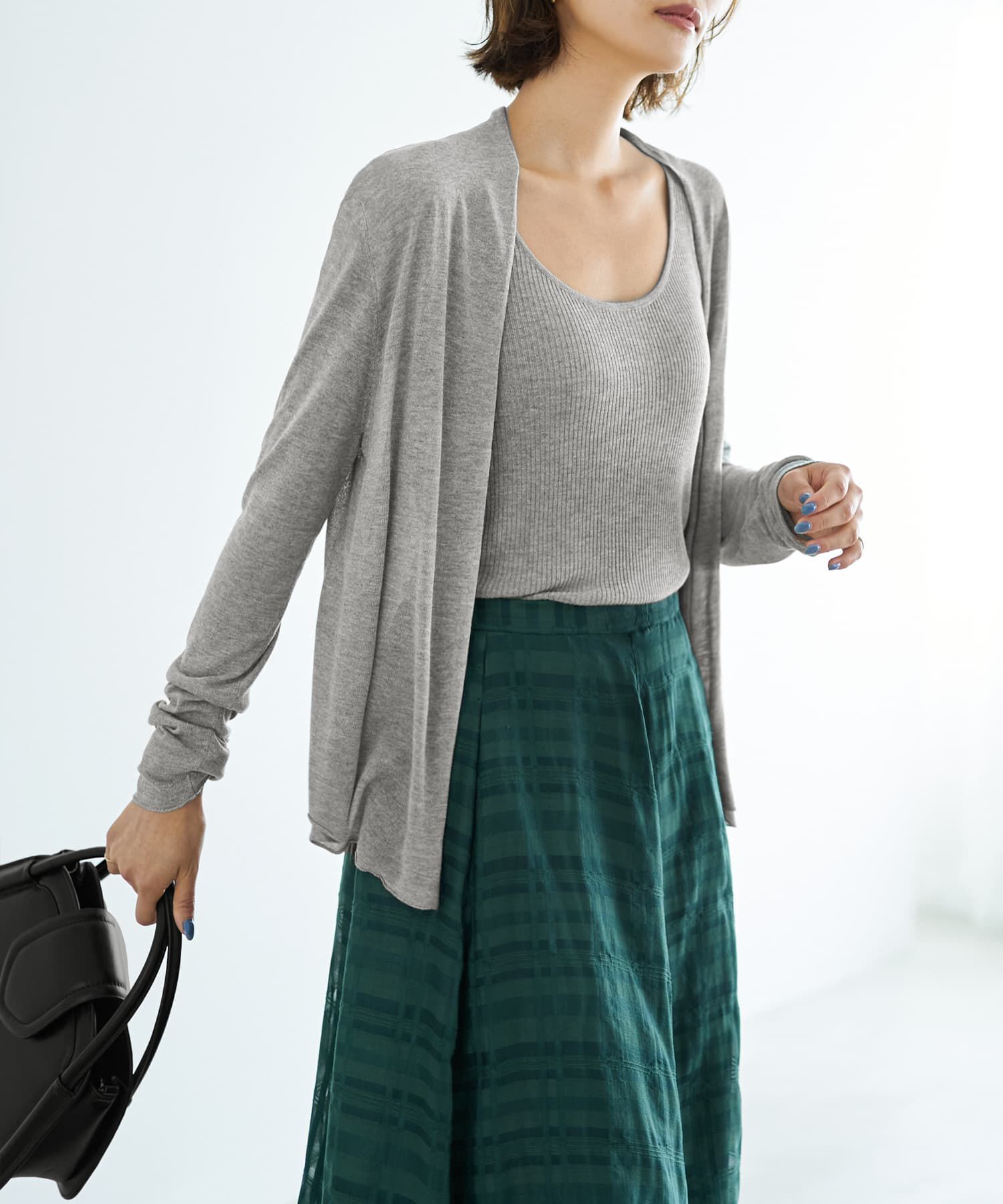 STYLE DELI「薄手なヌケ感とろみニットカーデセット」|Tシャツ・カットソー|ライトグレー