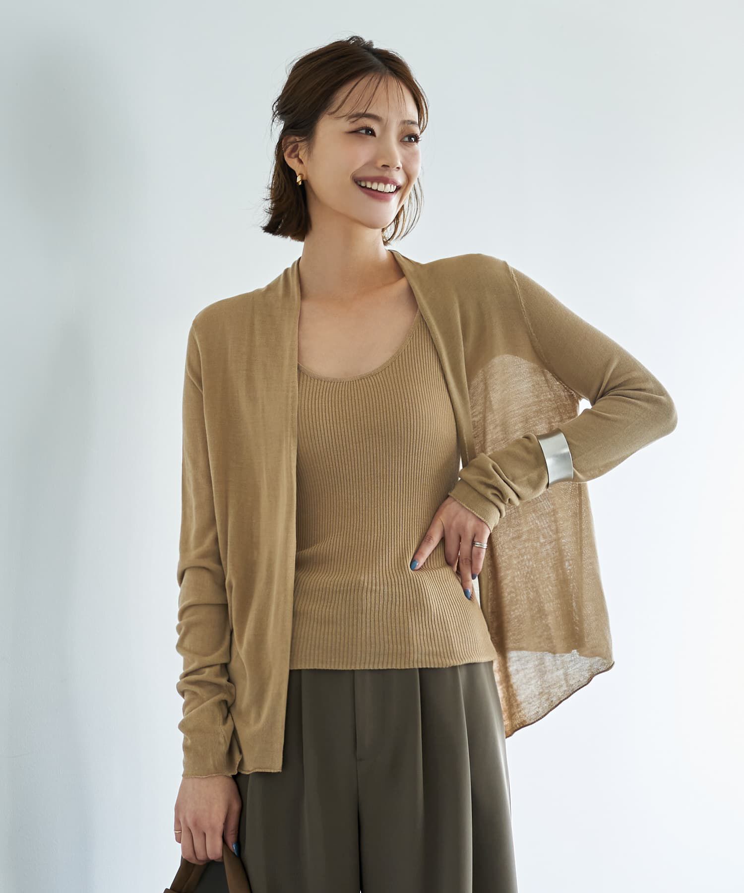 STYLE DELI「薄手なヌケ感とろみニットカーデセット」|Tシャツ・カットソー|