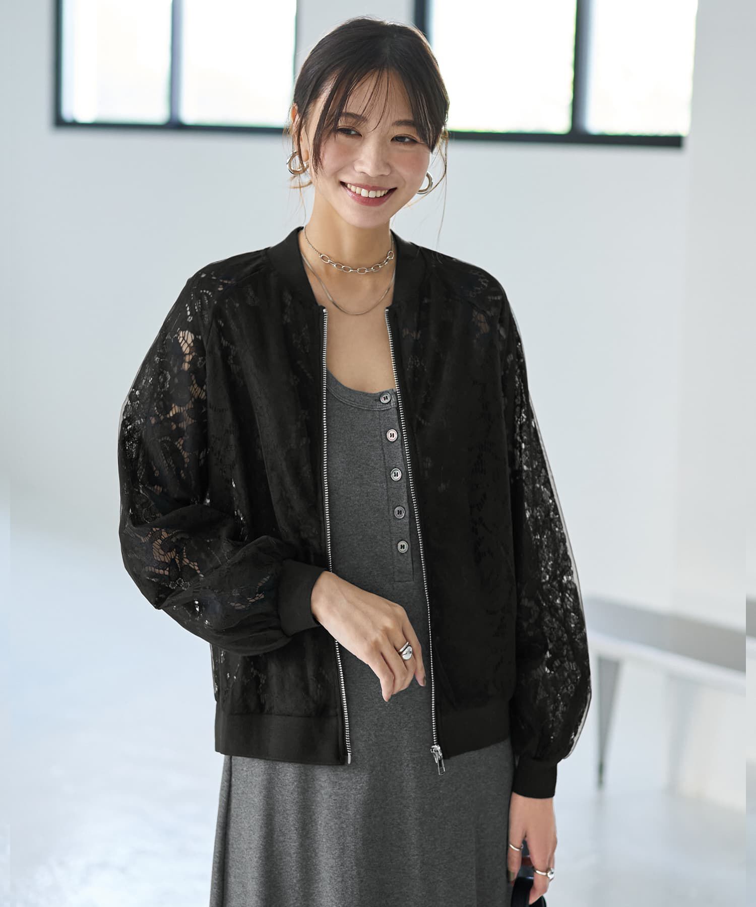 STYLE DELI「レースにチュールを重ねたブルゾン」|その他|