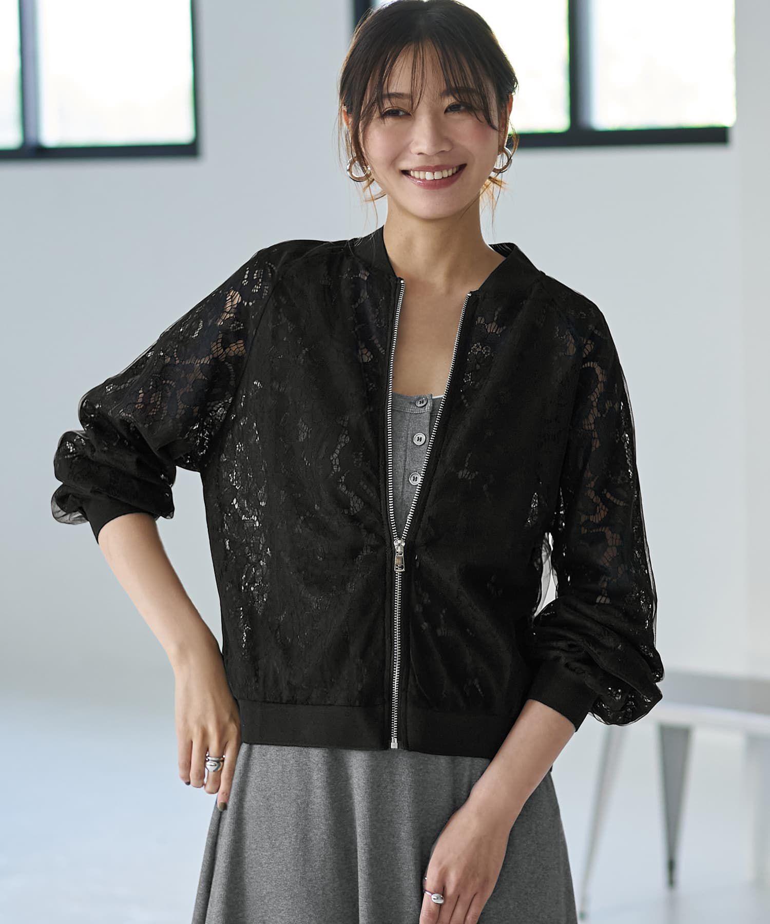 STYLE DELI「レースにチュールを重ねたブルゾン」|その他|