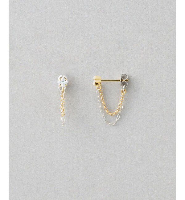 Jouete「ピアス チェーン コンビカラー ジルコニア」|ピアス|ゴールド系その他