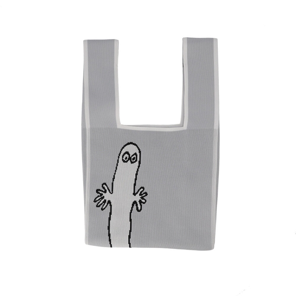 BACKYARD FAMILY「MOOMIN ムーミン ニット マルシェバッグ 通販 マルシェバック 買い物袋 買い物バック」|エコバッグ|グレー1