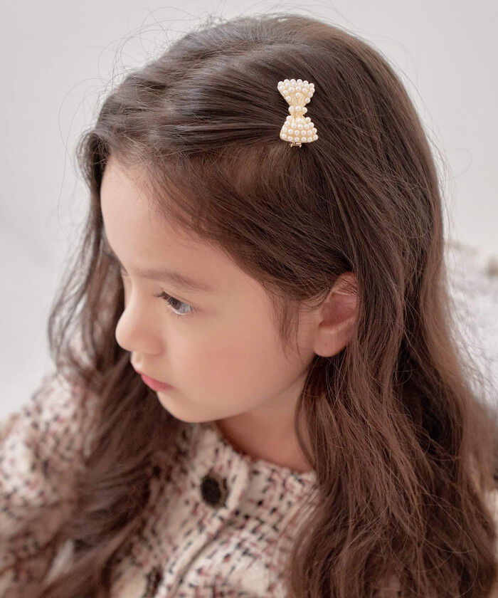 BACKYARD FAMILY「Rora ヘアクリップ キッズ 通販 サラン リボンヘアクリップ ヘアピン 髪飾り 髪留め パール」|その他|