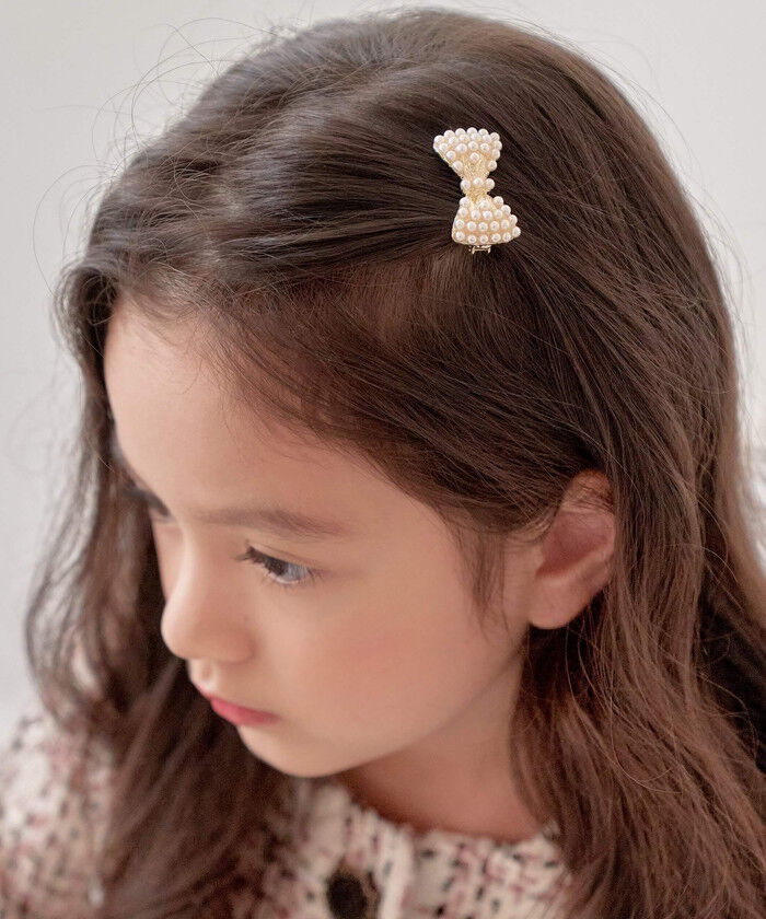 BACKYARD FAMILY「Rora ヘアクリップ キッズ 通販 サラン リボンヘアクリップ ヘアピン 髪飾り 髪留め パール」|その他|