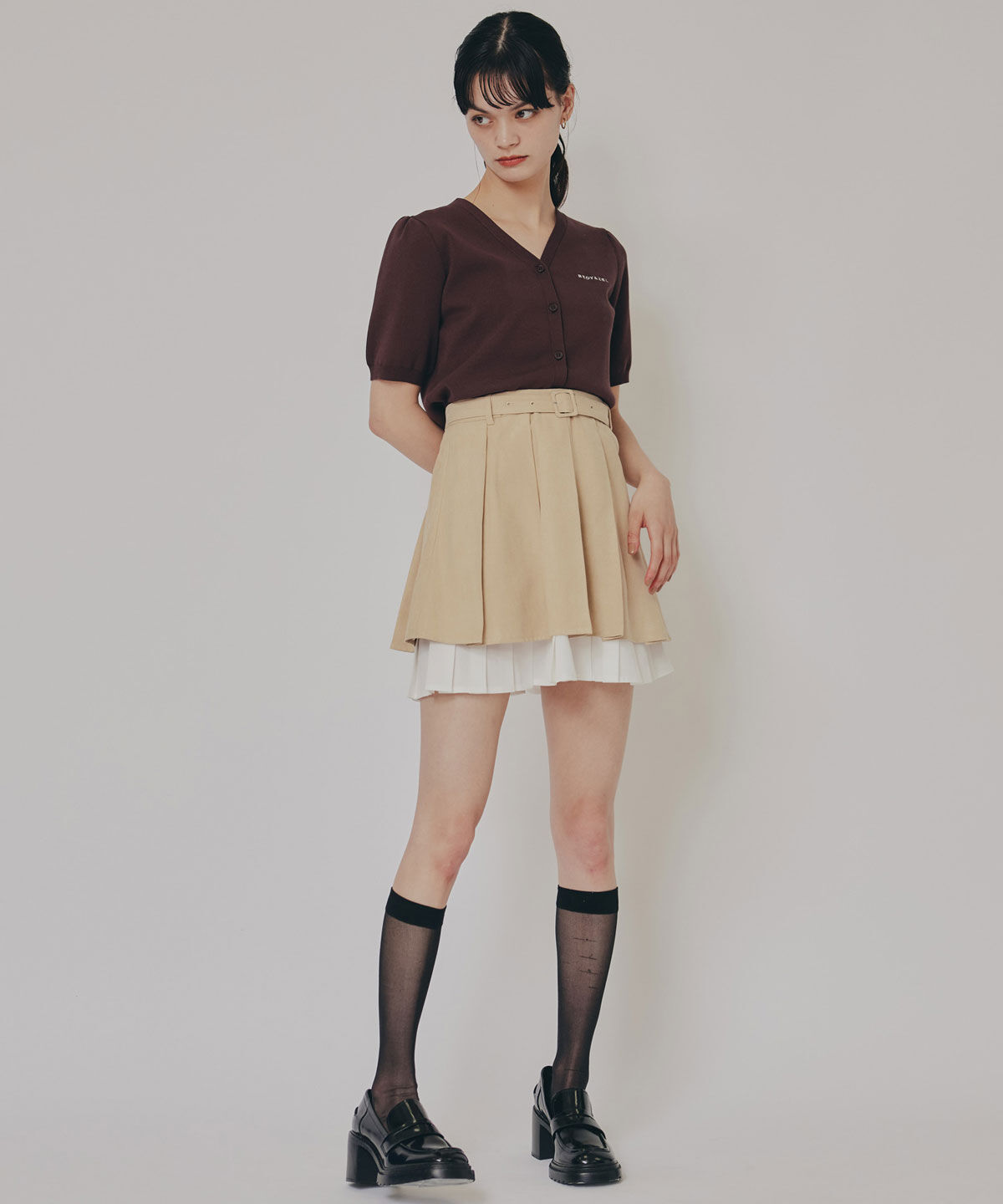 REDYAZEL「ロゴVネックショートスリーブカーディガン」|カーディガン|