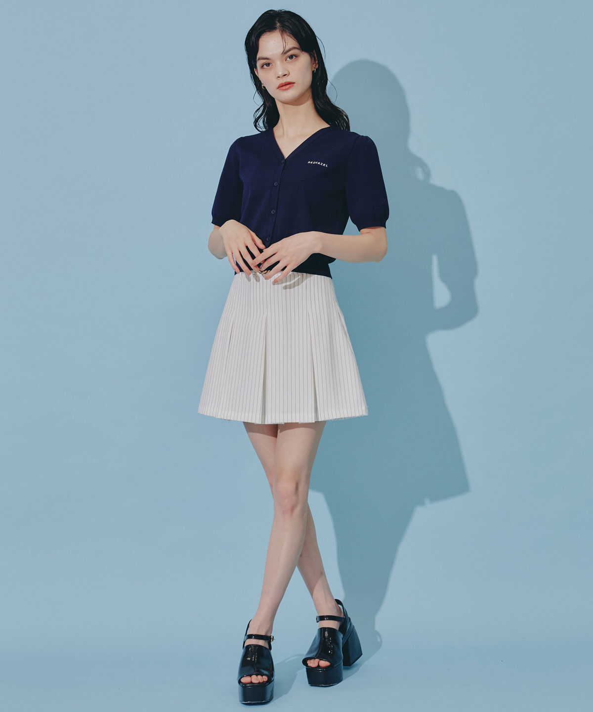 REDYAZEL「ロゴVネックショートスリーブカーディガン」|カーディガン|