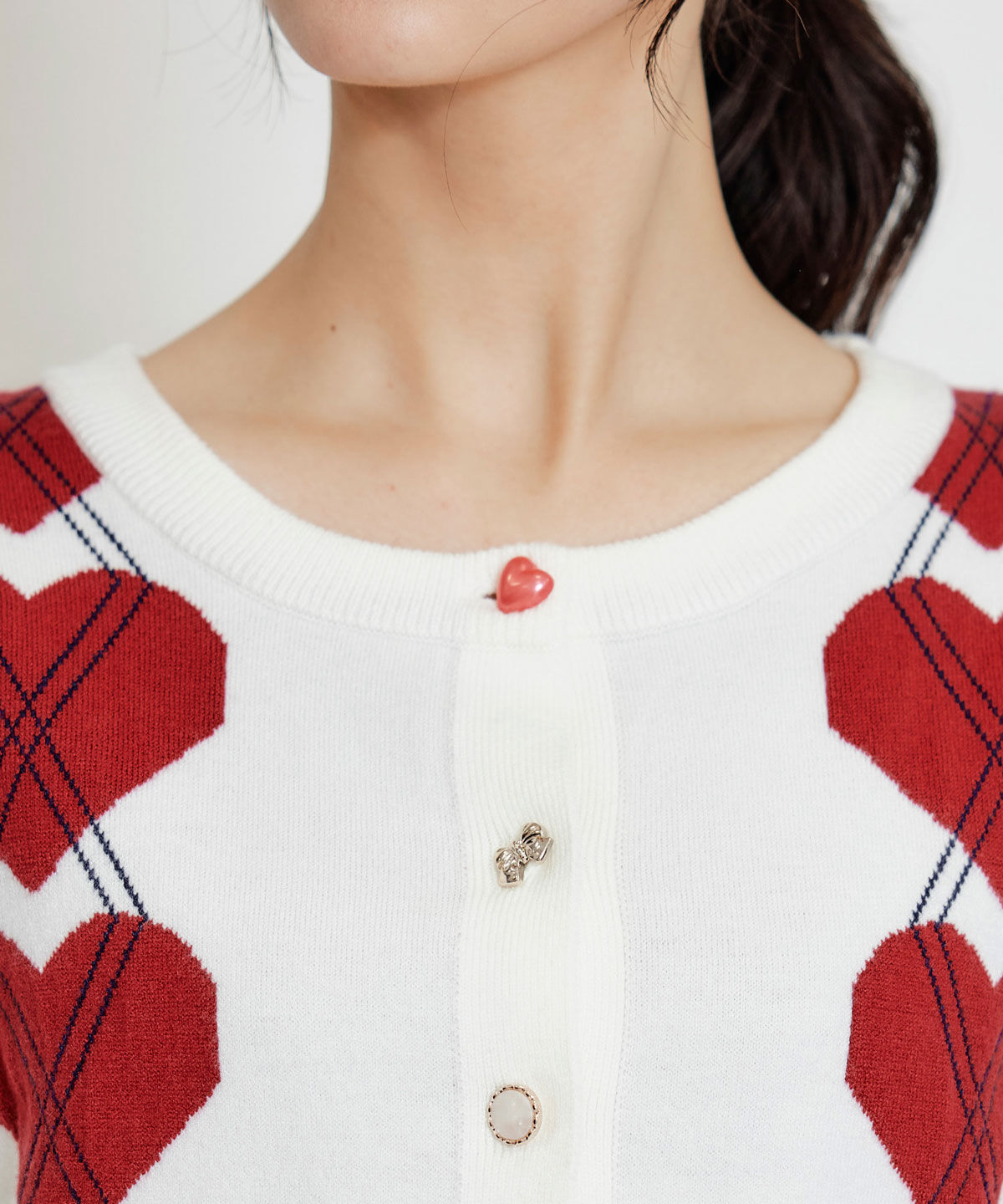 REDYAZEL「Love Me Heart アーガイルニットカーディガン」|カーディガン|
