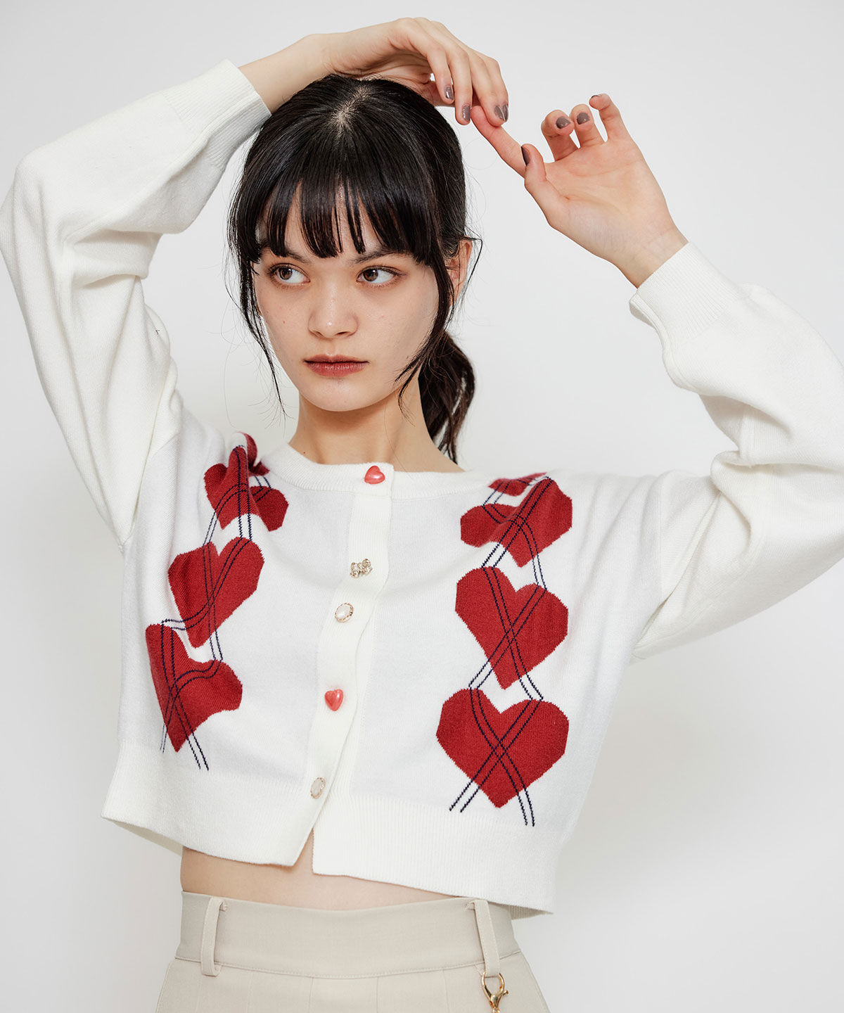 REDYAZEL「Love Me Heart アーガイルニットカーディガン」|カーディガン|