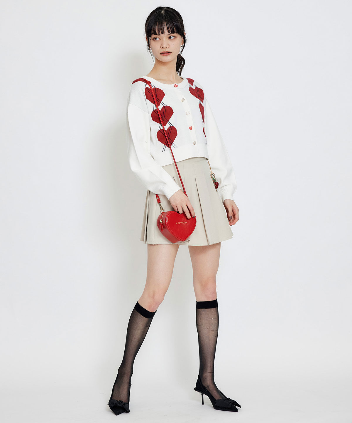 REDYAZEL「Love Me Heart アーガイルニットカーディガン」|カーディガン|