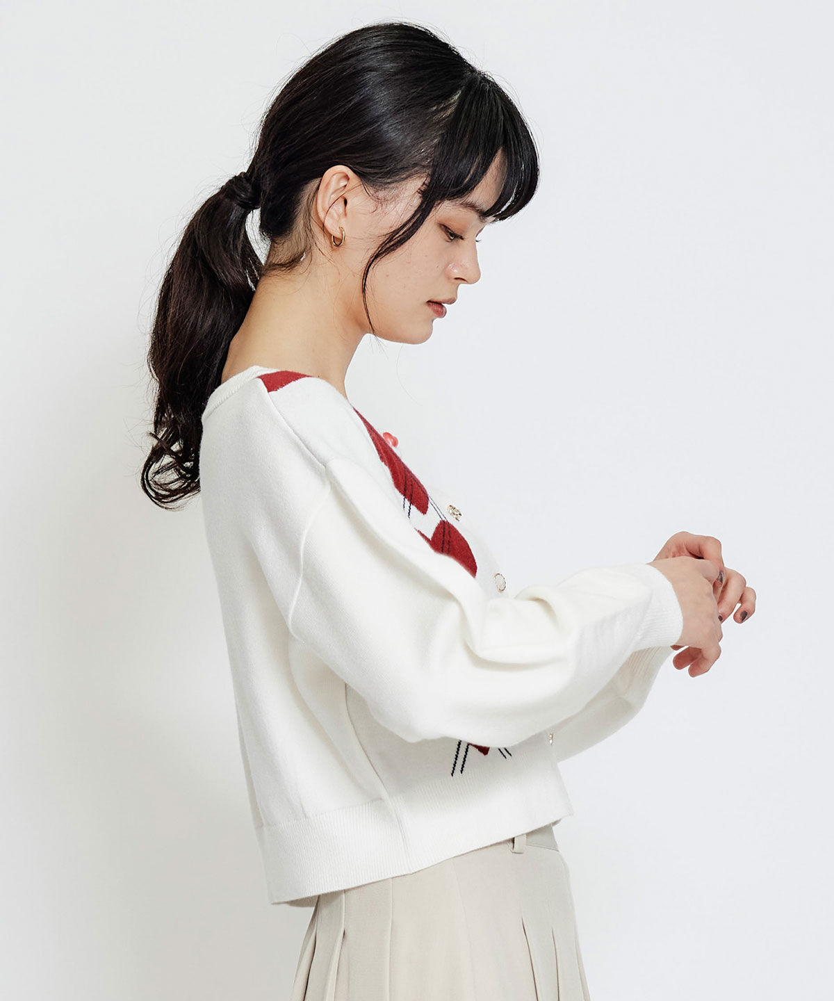 REDYAZEL「Love Me Heart アーガイルニットカーディガン」|カーディガン|