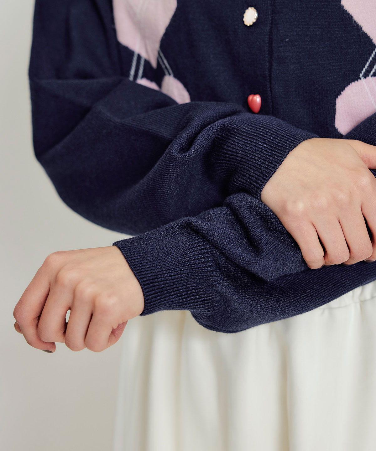 REDYAZEL「Love Me Heart アーガイルニットカーディガン」|カーディガン|