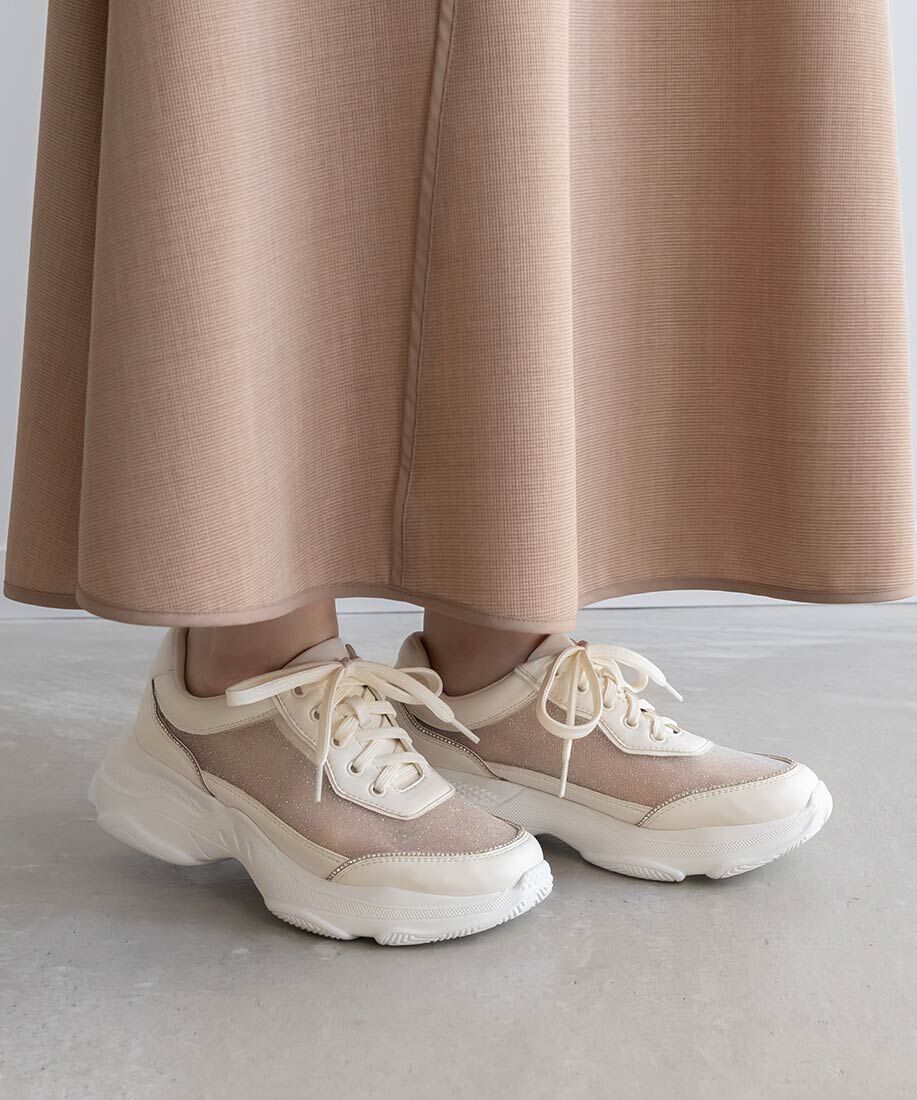  「ビジューライン&times;ラメ シアースニーカー」|スニーカー|