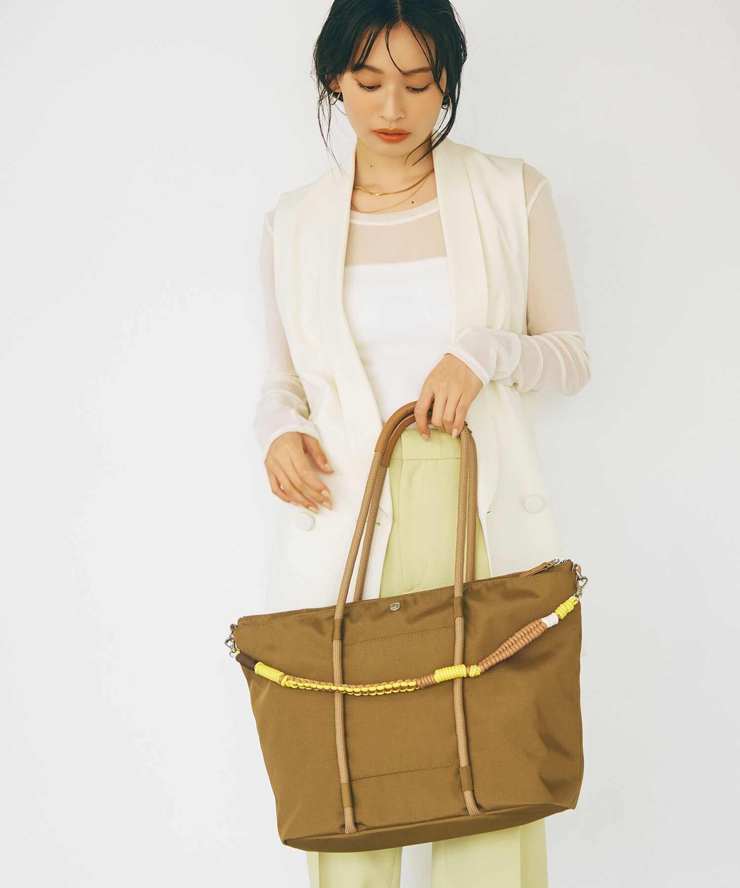 TOPKAPI BREATH「【Breath TOPKAPI】コードチャーム付き ビッグ トートバッグ」|トートバッグ|