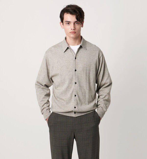UNITED ARROWS「ピマコットン アルパカ ポロカラー カーディガン」|カーディガン|LT.GRAY