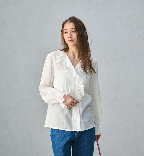 UNITED ARROWS「フリルカラー 2WAY ブラウス ‐ウォッシャブル‐」|シャツ・ブラウス|