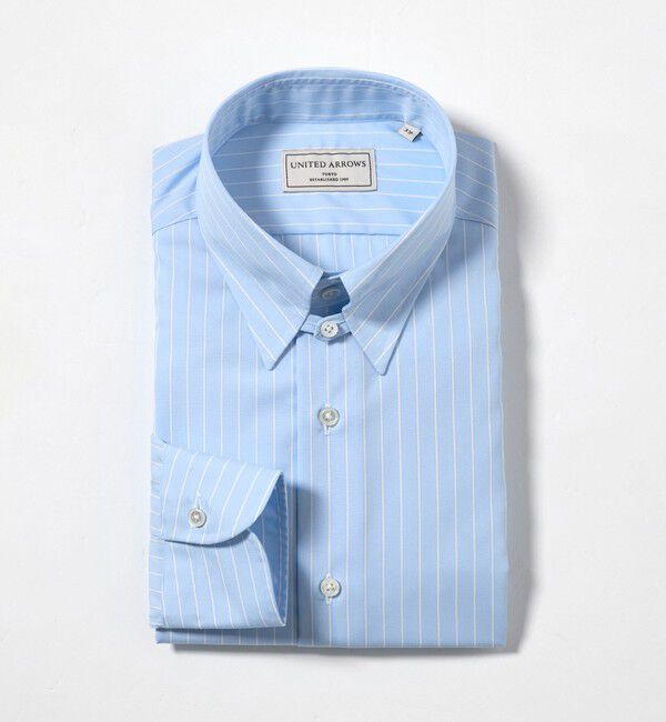 UNITED ARROWS「イージーケア AG ブルーストライプ タブカラー シャツ ー抗菌防臭ー」|シャツ・ブラウス|LT.BLUE