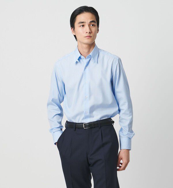 UNITED ARROWS「イージーケア AG ブルーストライプ タブカラー シャツ ー抗菌防臭ー」|シャツ・ブラウス|