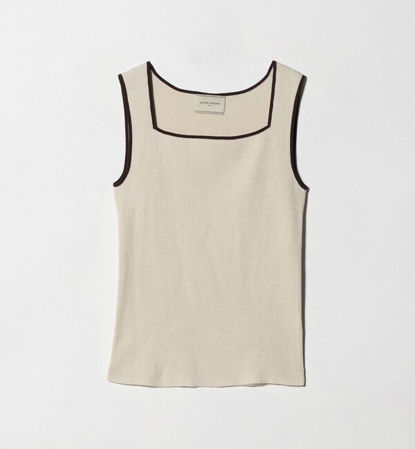 UNITED ARROWS「リブ スクエア キャミソールニット ‐ウォッシャブル‐」|タンクトップ|BEIGE