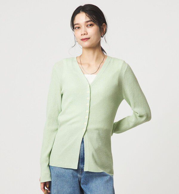 UNITED ARROWS green label relaxing「リブ ニット Vネック カーディガン ウォッシャブル」|カーディガン|LIME