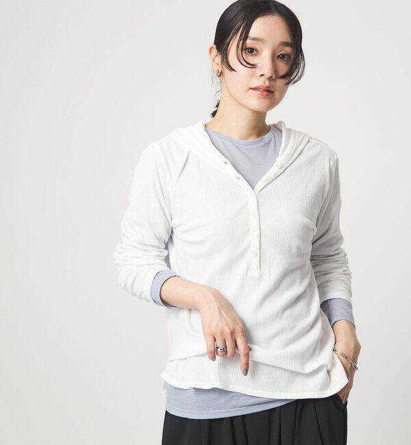 UNITED ARROWS green label relaxing「【WEB限定】＜at ease＞シアーテレコ フード ロングスリーブ カットソー」|Tシャツ・カットソー|