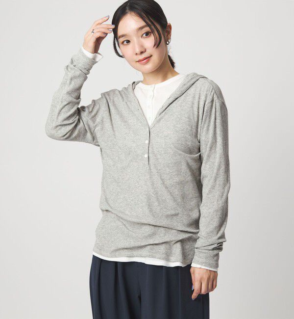 UNITED ARROWS green label relaxing「【WEB限定】＜at ease＞シアーテレコ フード ロングスリーブ カットソー」|Tシャツ・カットソー|