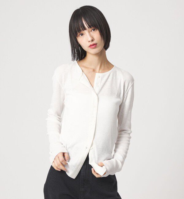 EMMEL REFINES「＜EMMEL REFINES＞EM スラブテレコ カット カーディガン」|カーディガン|