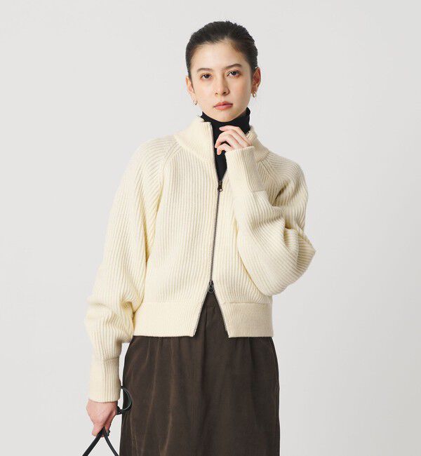 BEAUTY&YOUTH UNITED ARROWS「ウールブレンドアゼ ジップショートカーディガン」|カーディガン|