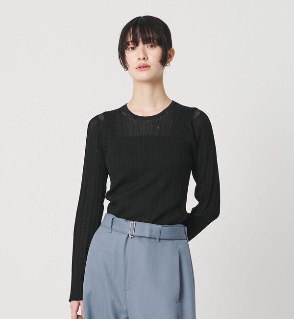 BEAUTY&YOUTH UNITED ARROWS「ランダムリブ ニットプルオーバー ウォッシャブル」|ニット・セーター|BLACK