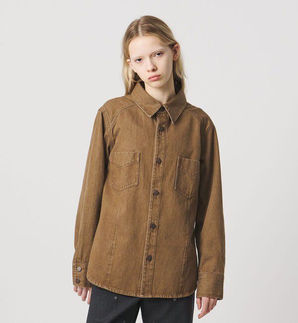 ATTISESSION「＜ATTISESSION＞ブラウン デニム シャツ」|シャツ・ブラウス|