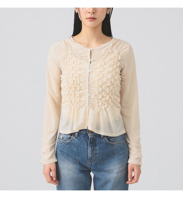 Ray BEAMS 「シャーリング ギャザー カーディガン」|カーディガン|