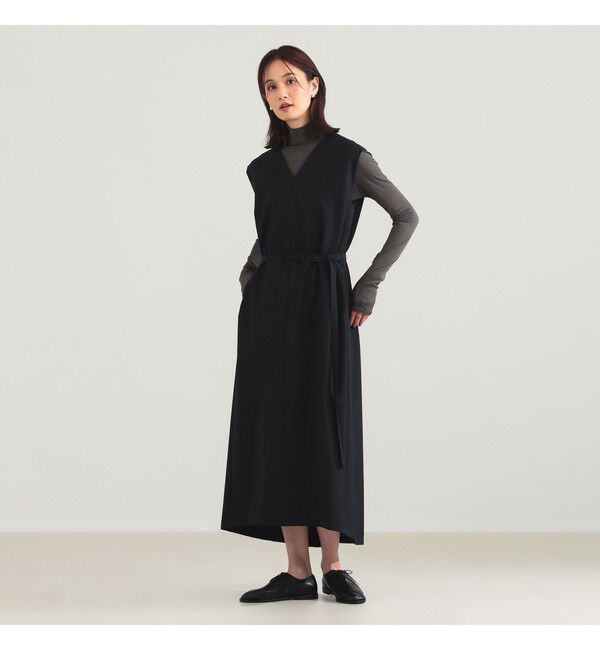 Demi-Luxe BEAMS 「【別注】ATON / ウールトロピカル ドレス」|ワンピース|BLACK