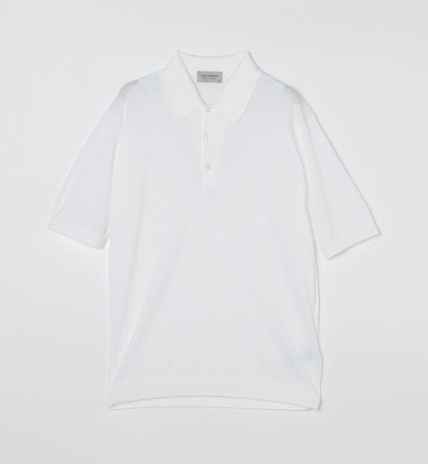 SHIPS「JOHN SMEDLEY: ISIS 半袖 ニット ポロシャツ」|カーディガン|ホワイト