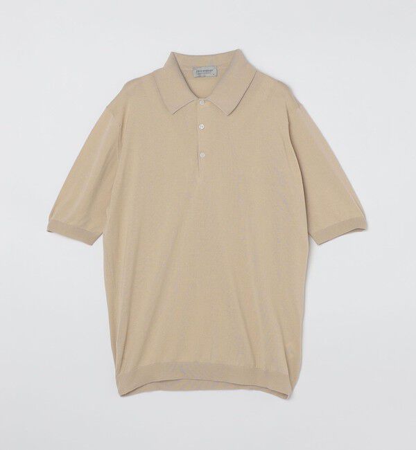 SHIPS「JOHN SMEDLEY: ISIS 半袖 ニット ポロシャツ」|カーディガン|ベージュ
