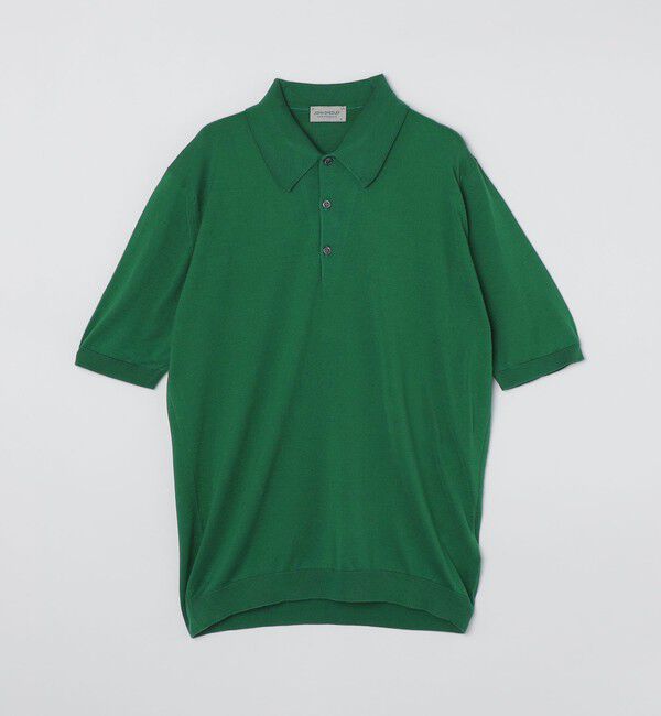 SHIPS「JOHN SMEDLEY: ISIS 半袖 ニット ポロシャツ」|カーディガン|グリーン