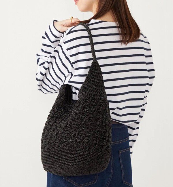 SHIPS Colors 「《一部追加予約》SHIPS Colors:メタリック クロシェ バッグ◆」|かごバッグ|ブラック