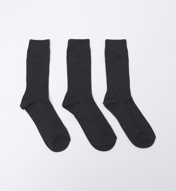 SHIPS「【WEB限定】SHIPS:〈抗菌・防臭〉ワンポイントロゴ ビジネスカジュアル ソックス（3足セット）」|ソックス|チャコールグレー