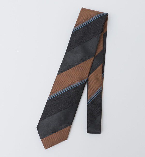 SHIPS「SHIPS: ヴィンテージ アーカイブ シルク ヘリンボーン ワイド ストライプ ネクタイ」|ネクタイ・蝶ネクタイ|チャコールグレー