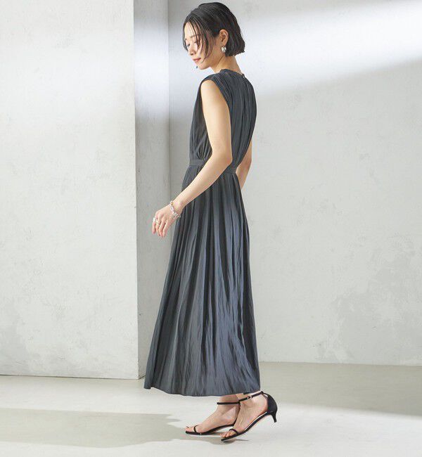 SHIPS for women「〈手洗い可能〉割繊 無地 ノースリーブ ワンピース」|ワンピース|