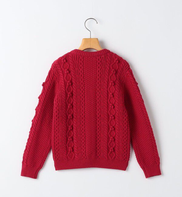 SHIPS KIDS「SHIPS KIDS:80～90cm /〈洗濯機可能〉ケーブル ニット ポンポン カーディガン」|カーディガン|