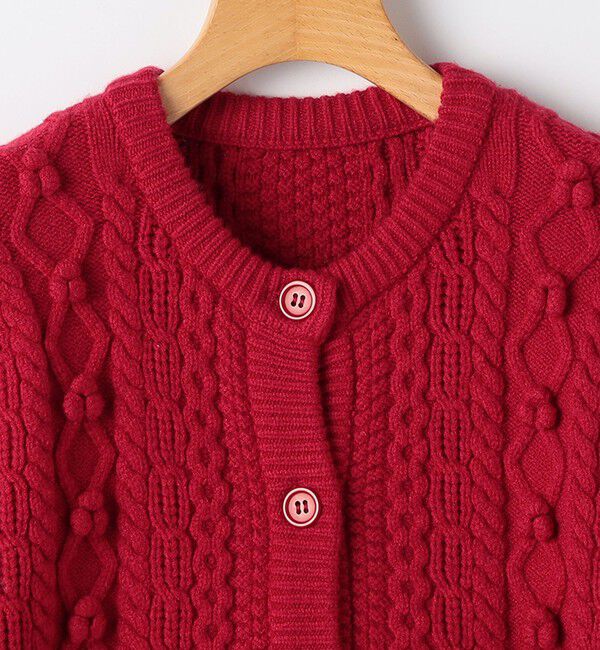 SHIPS KIDS「SHIPS KIDS:80～90cm /〈洗濯機可能〉ケーブル ニット ポンポン カーディガン」|カーディガン|