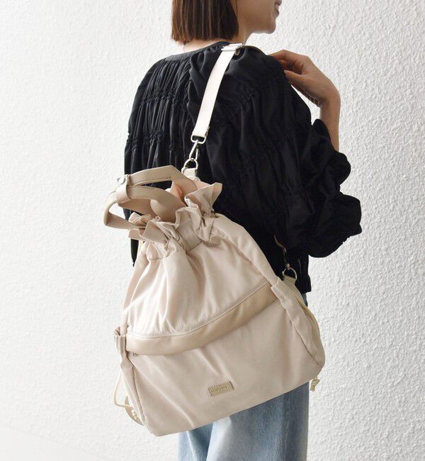 SHIPS any「SHIPS any: 3WAY ドロスト ギャザー A4 リュックサック トートバッグ」|トートバッグ|ナチュラル