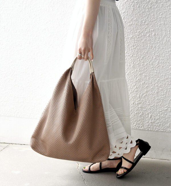 SHIPS any「《予約》SHIPS any: A4 Vカット バイカラー トート バッグ」|トートバッグ|キャメル