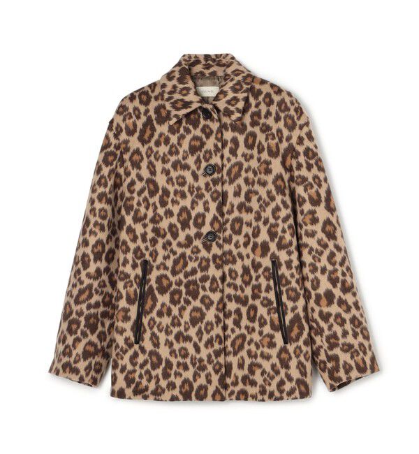 DES PRES「レオパードジャカードシャギー ステンカラーブルゾン」|ブルゾン・スタジャン|46 ブラウン系