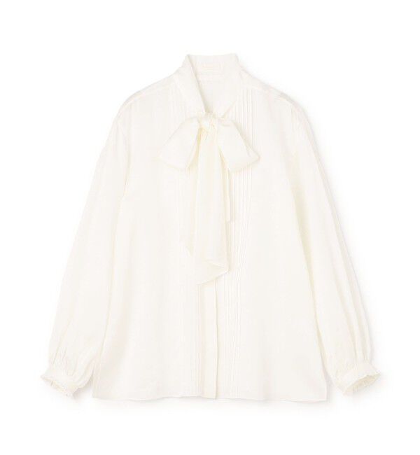 コットンシルクサテン ピンタックボウタイブラウス（Ballsey）｜ルミネ