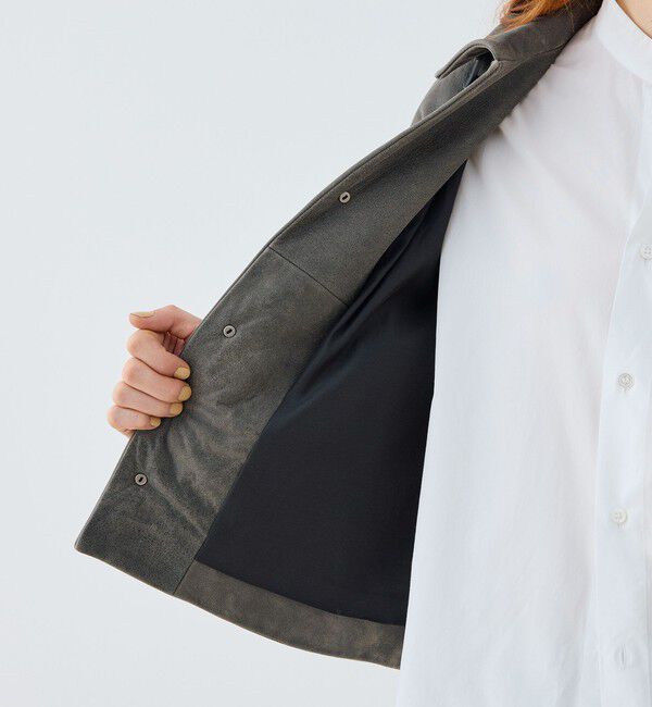 GALERIE VIE「ビンテージラムレザー サドルスリーブブルゾン」|ブルゾン・スタジャン|