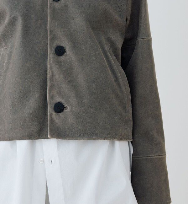 GALERIE VIE「ビンテージラムレザー サドルスリーブブルゾン」|ブルゾン・スタジャン|